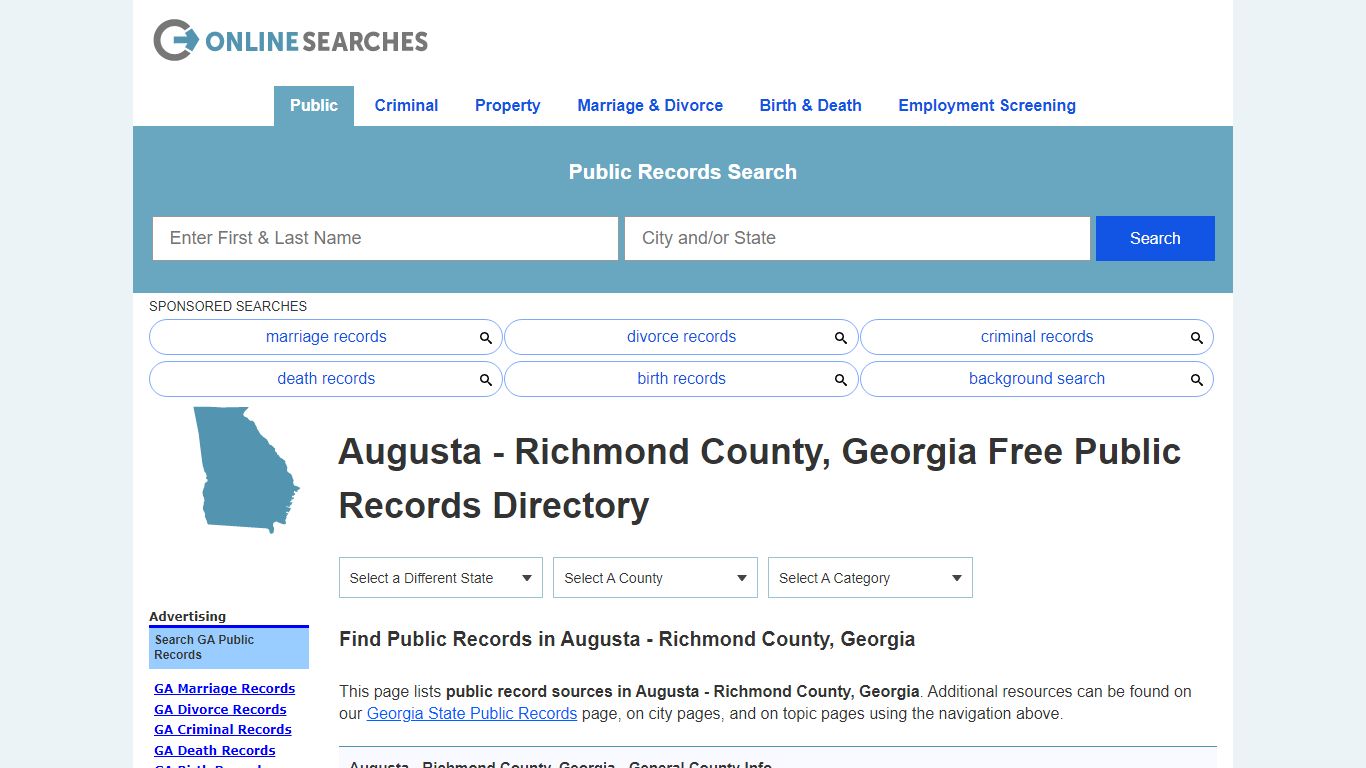 Augusta - Richmond County, Georgia Public Records Directory