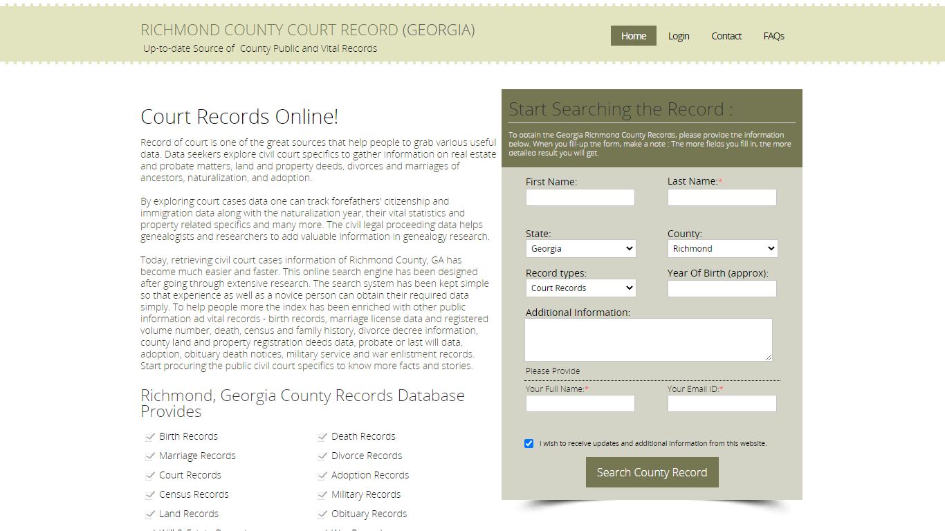 Richmond County, Georgia Public Court Records Index