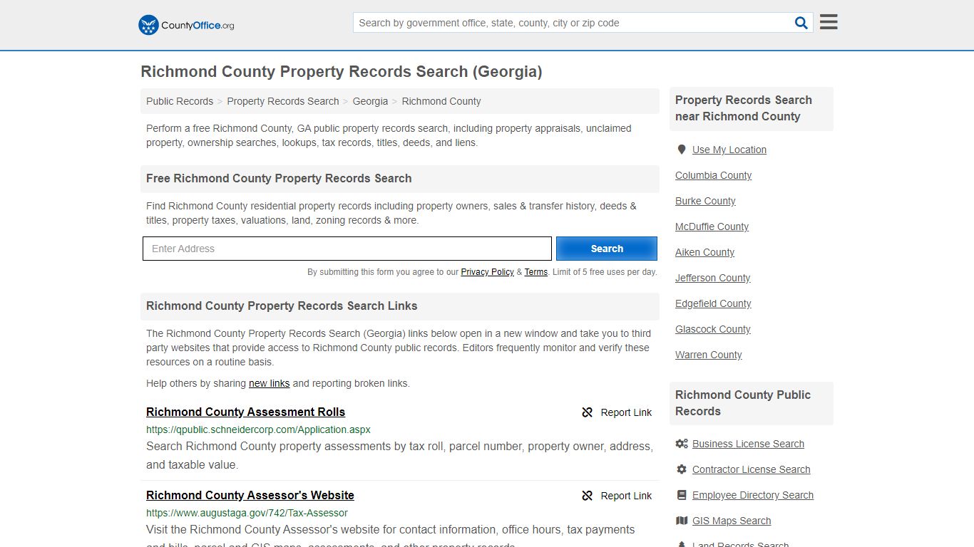 Property Records Search - Richmond County, GA (Assessments ...