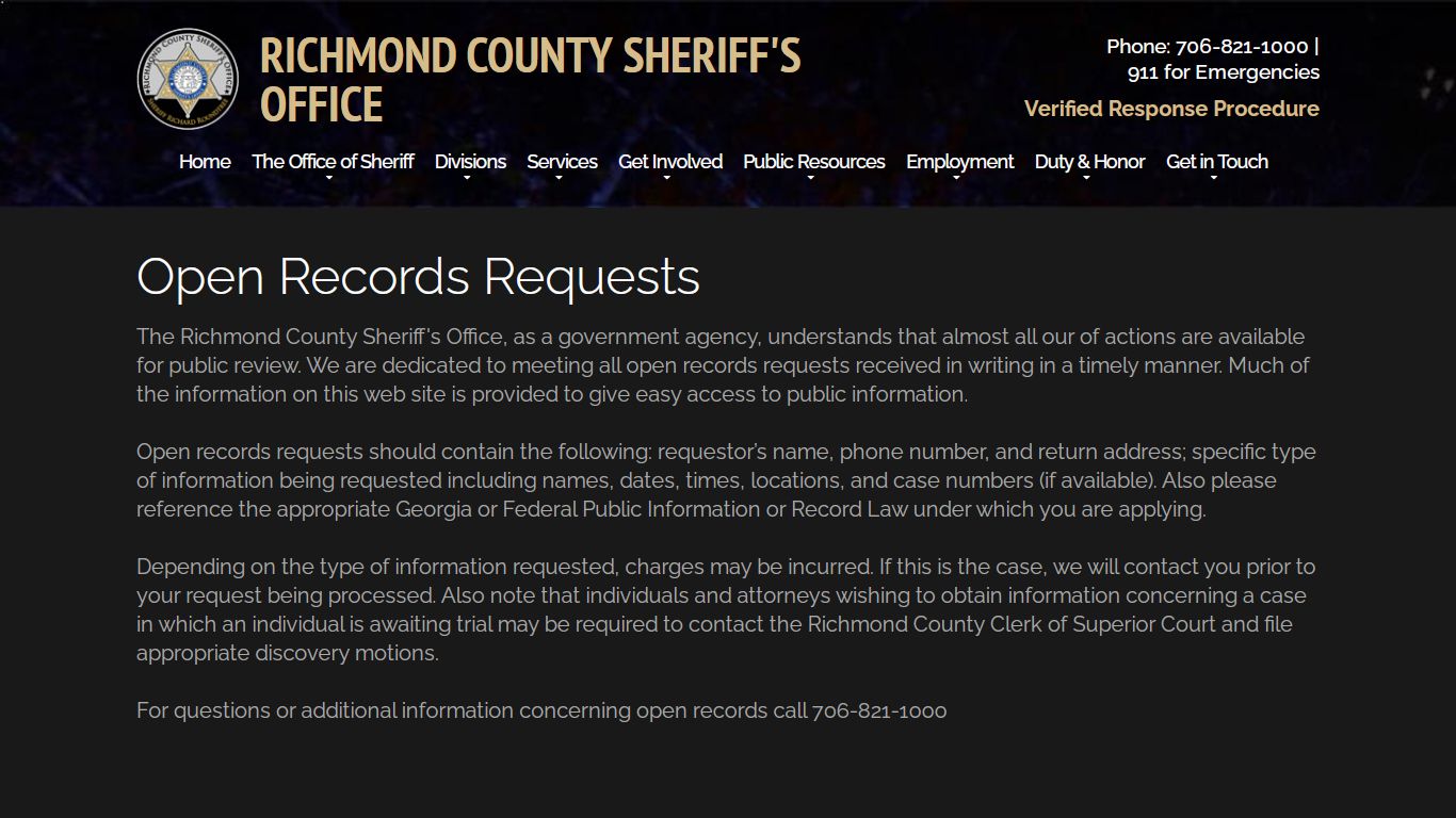 Open Records Request - Augusta Ga - Richmond County ...